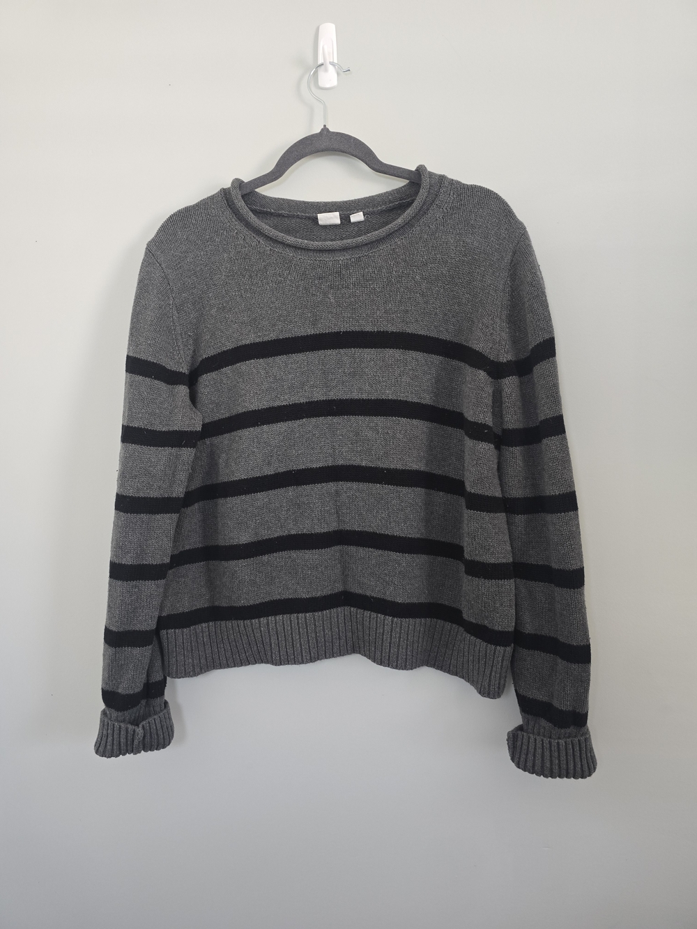 GAP Gray Black Striped Roll Neck Cotton Sweater Women’s Large